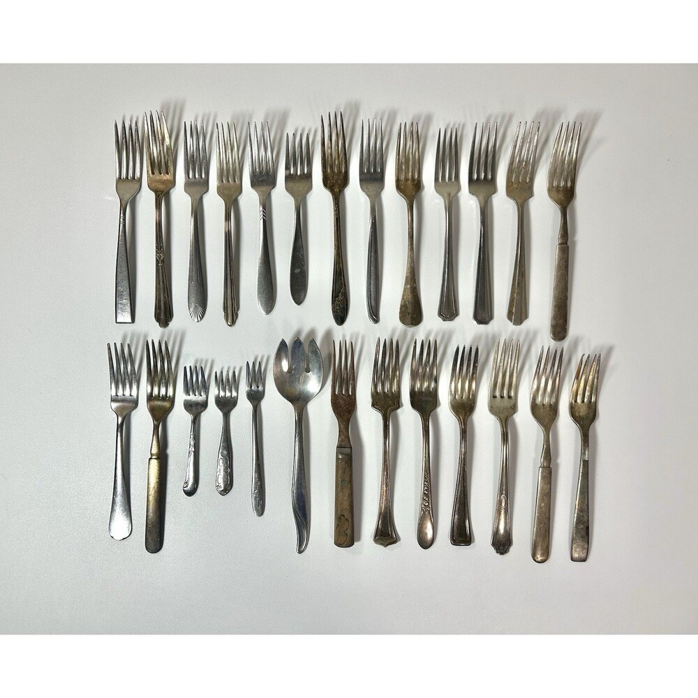 Lot Of 26 Antique Forks Silverware Craft Lot Some Wear Rust